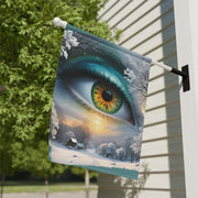 Mother Nature's Gaze House Banner - Teal & Gold Winter Landscape Art