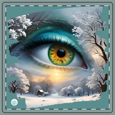 Mother Nature's Gaze  Ceramic Coaster - Serene Winter Scene in Teals and Golds