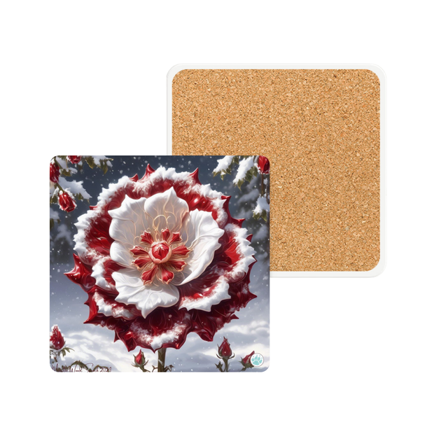 Grace in Frost Ceramic Coaster - Tudor Rose - Winter Beauty