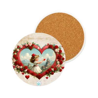 Heart of Dreams Ceramic Coaster - Vintage Vibes - Sweet Romance