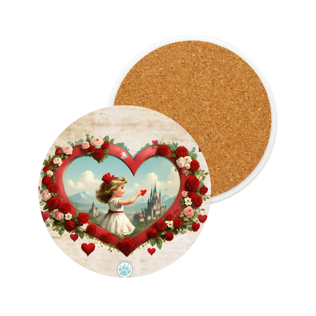 Heart of Dreams Ceramic Coaster - Vintage Vibes - Sweet Romance