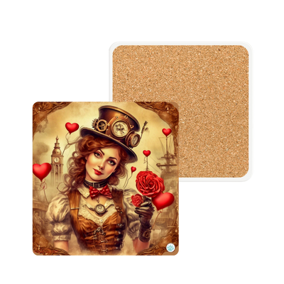 Timeless Affection Ceramic Coaster - Steampunk - Valentines Day