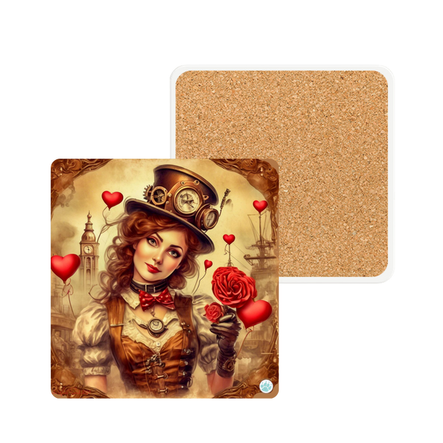 Timeless Affection Ceramic Coaster - Steampunk - Valentines Day