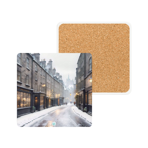 Winter Whispers in Edinburgh Ceramic Coaster - Travel Lover - Edinburgh Scotland