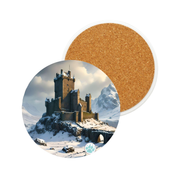 Whispers of Winter's Past Ceramic Coaster - Castle In Winter - Architecture Lovers - Castle Lovers