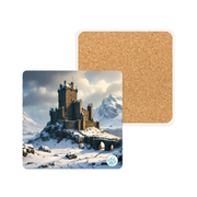 Whispers of Winter's Past Ceramic Coaster - Castle In Winter - Architecture Lovers - Castle Lovers