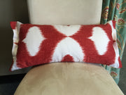 End Flange Lumbar Pillow Cover - 14x24 - Ikat Red & White