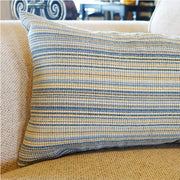 Knife Edge Lumbar Pillow Cover - 12x20 - Blue & Yellow Stripe