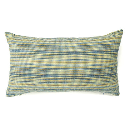 Knife Edge Lumbar Pillow Cover - 12x20 - Blue & Yellow Stripe