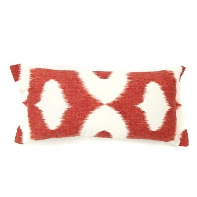 End Flange Lumbar Pillow Cover - 14x24 - Ikat Red & White